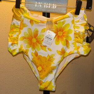 Alemais Yellow Floral High-Waist Bikini Bottoms